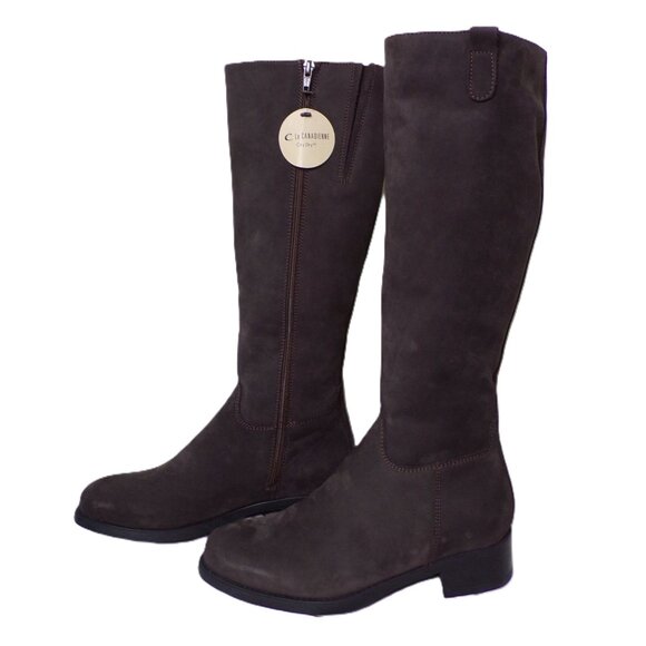 🆕 LA CANADIENNE Love Knee High Lined Waterproof Suede Boot 7 Gray - Picture 3 of 13